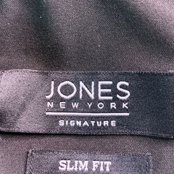 Mens Jones NY Signature XL Jet Black Stretch Dress Shirt 2333 EUC Neck 17-17.5 - Picture 6 of 8